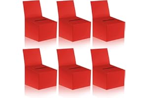 ZZHXKJHKY 6 Pack Raffle Boxes Ballot Box Suggestion Box with Slot, 6.5 x 4.5 x 4.5 Inch Cardboard Raffle Boxes with Slot for Ticket and Removable Header for Collecting Business Card Voting Contest (Red)