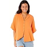 Premium Surf Short Sleeve Button Up Shirt Light Orange
