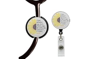 ROFLYER Stethoscope ID Tag Stethoscope Label Charm, Name tag, Medic, Nurse, Doctor, Vet, EMT Come with 1 Retaractable Badge Reel (Sunflower)