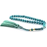 beirunde Muslims Islamic Dhikr Tasbeeh Tasbih Prayer Beads, 33 Blue Turquoise Stone Beads with Tassel