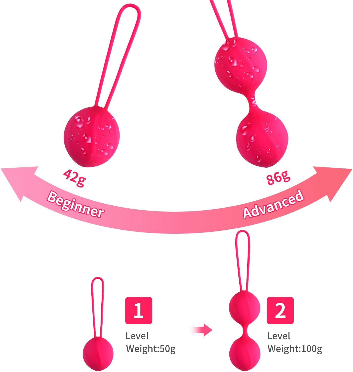Kegel Balls Exercise Weight for Women Lady Bladder Control Pelvic Floor Exercise Tightening, Silicone Ben Wa Balls Pelvic Weights Training Sets for Beginners Advanced Tightening Luvsex: Health & Personal Care