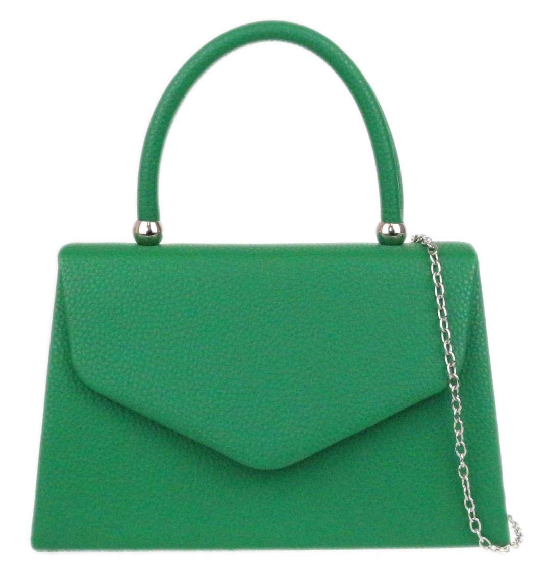 Girly Handbags Womens Plain Handle Clutch Bag - Green