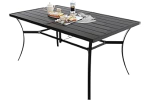 SAILARY Outdoor Patio Dining Table, 60x38'', Dark Black