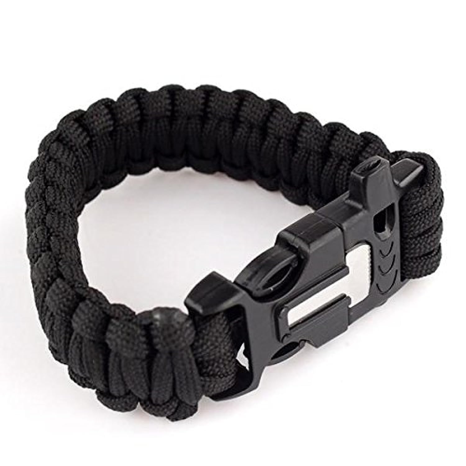 DP Design® 3-in-1 Paracord Bracelet with Fire Starter Stone Survival Whistle Black