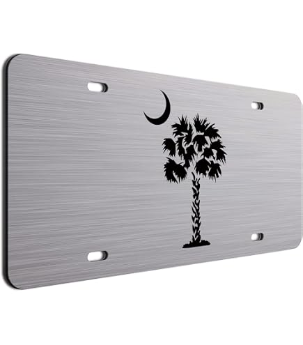 South Carolina Palmetto Tree Crescent Garnet 6x12 Aluminum License Plate Tag