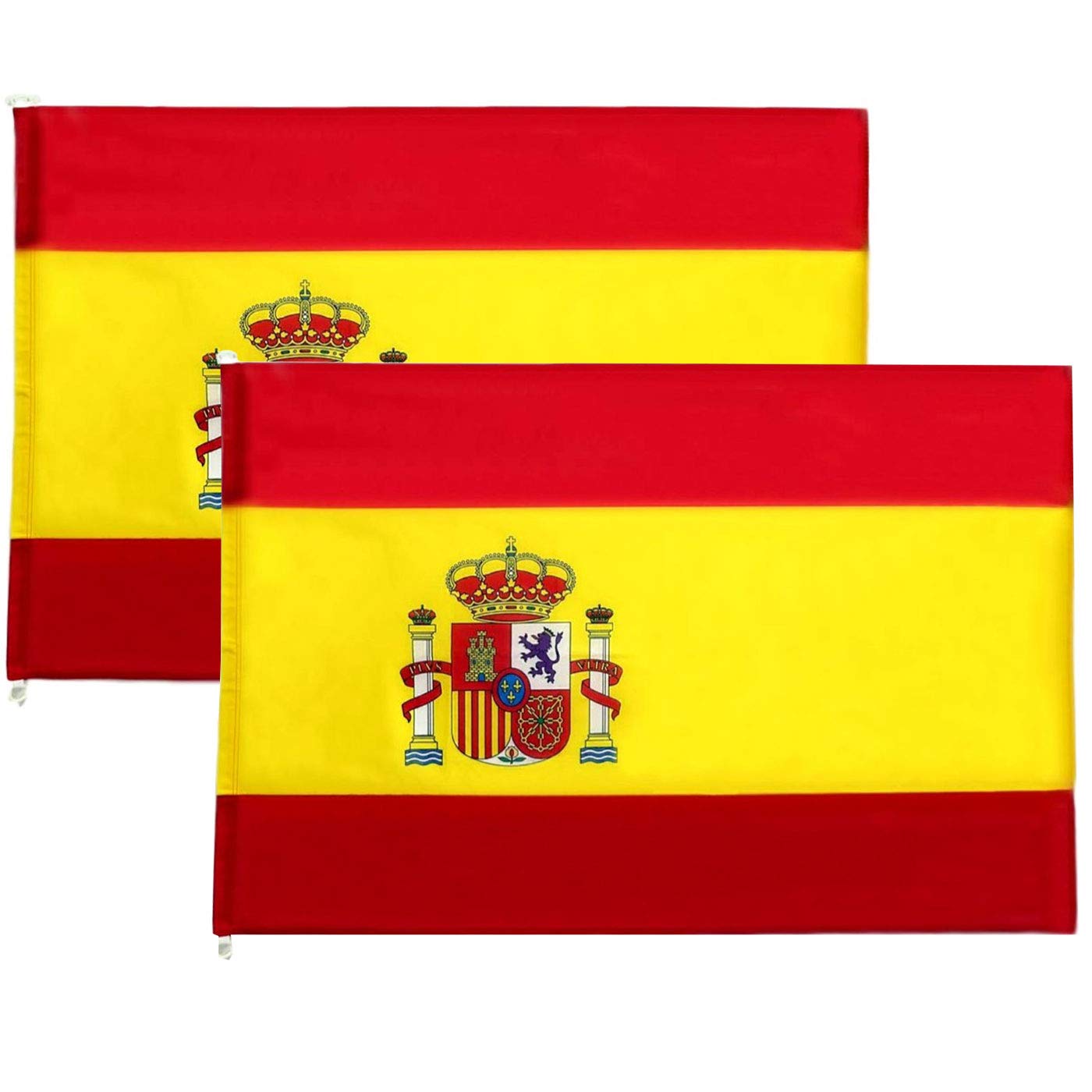 DS HOME Flag of Spain Pack of 2 Large Spanish Flags, 90 x 120 cm, Balcony Flag, Waterproof, Spanish Flag with Coat of Arms