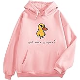 KEEVICI Cute Duck Graphic Hoodies for Teen Girls Kawaii Cartoon Hoodie Funny Sweatshirts Letter Print Pullover With Pocket