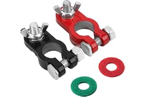 LSKASELUE Battery Terminal Connectors, Anti-Corrosion Top Post Battery Terminals with Felt Fiber Washers, Color Coded Positiv