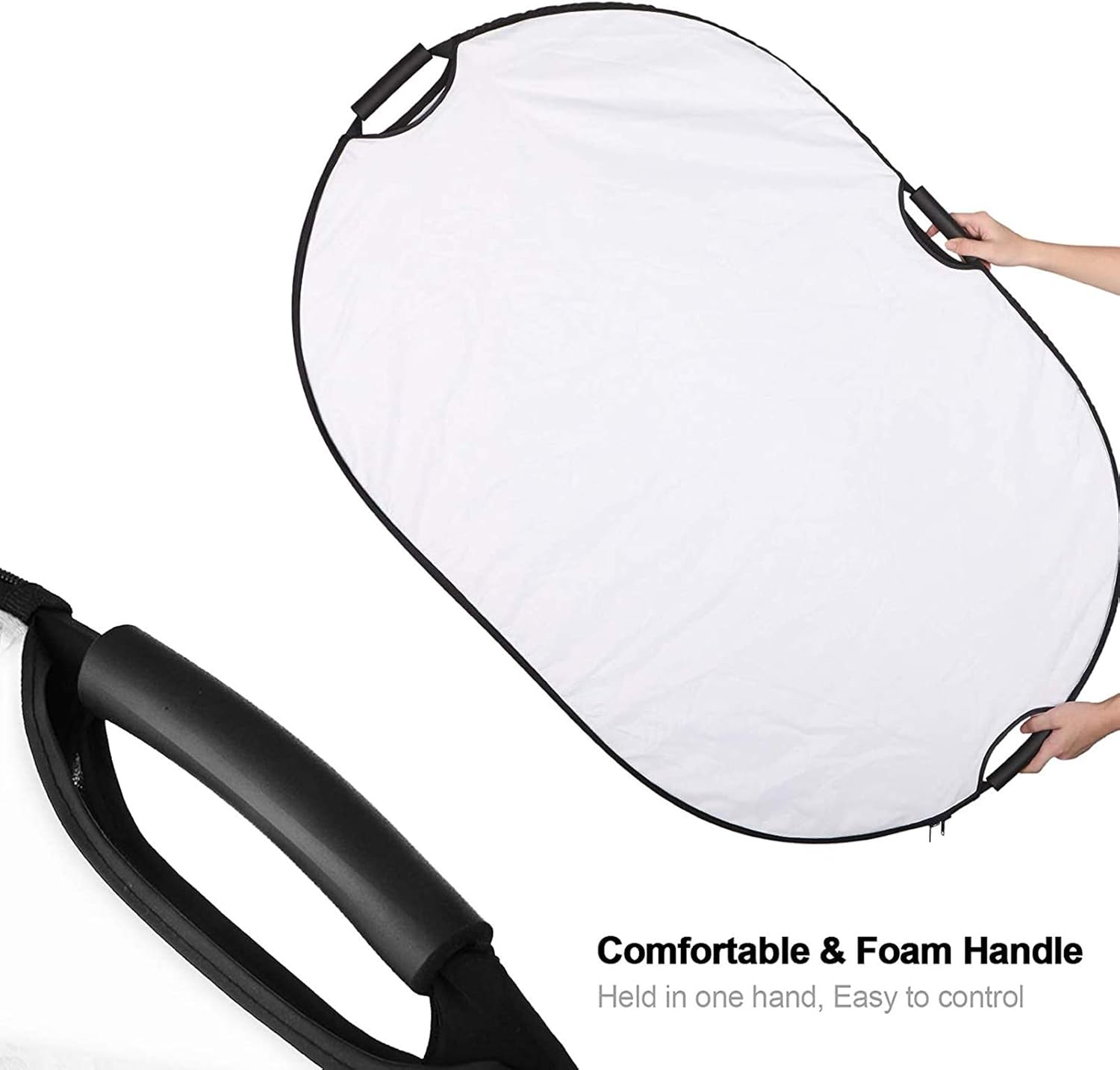 Selens 5 in 1 100x150cm Light Reflector Photography Diffuser Collapsible Portable with Handle Lighting Gold/Silver/White/Black/Translucent for Photo Studio Portrait Product Indoor Outdoor Shooting - Image 5