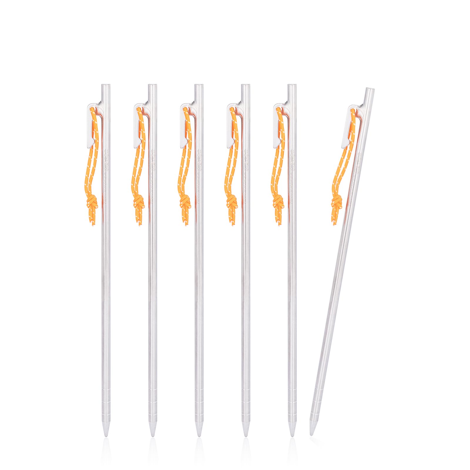 iBasingo 6 pcs/lot Titanium Alloy Tent Pegs Camp Metal Stakes Pins Outdoor Camping Awning Stakes Heavy Duty Tent Nails Long and Durable for Hard Gound Ti4012P (30cm)