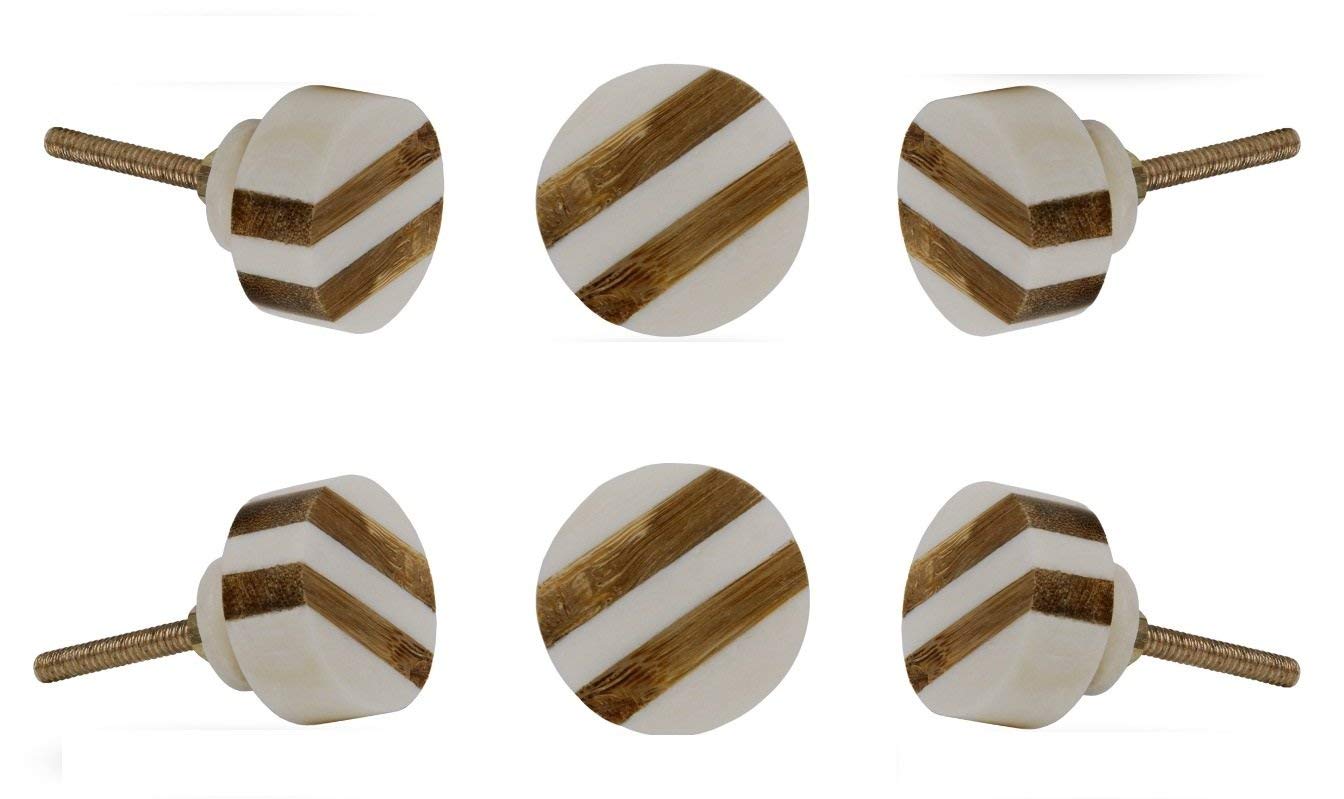 TRINCA-FERRO Set of 6 Ceramic Striped Round Bone