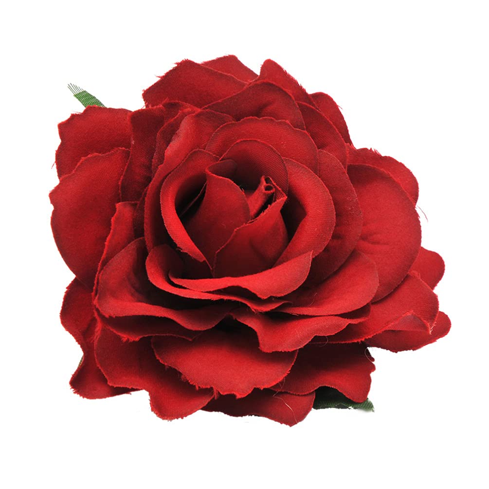 Uonlytech Rose Flower Hair Clip Comb Rose Flower Brooch 2 in 1 Artificial Big Wedding Fabric Flowers for Women Girl Bridal Party (Dull Red)