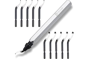 Atdcoek Swivel Deburring Tool with 10 Extra High Speed Steel Mixed Blades, Deburring Tools for Metal, Resin, PVC Pipes, Copper, Plastic - Deburring Tool 3D Printing, 3D Print Tools