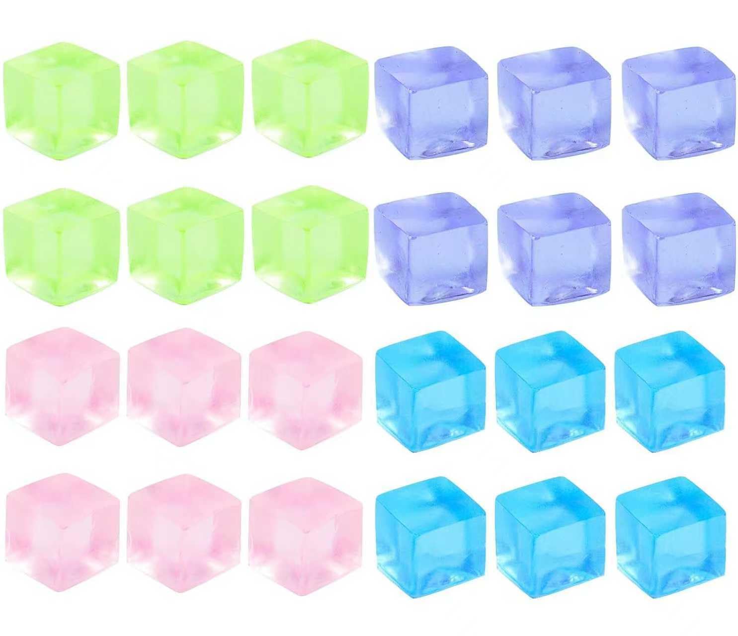 24Pcs Stress Balls Fidget Toys Adults, Ice Cube Squeeze Toys - Square Squeeze Ball Sensory Toys, Squeeze Toys - Small, Stress Balls for Adults, Easter, Christmas, Party Favors, Stocking Stuffers