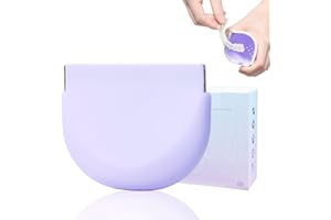 Onbuwws Cute Retainer Case Silicone with Lanyard Slim Holder Dental Thin Container for Girl Women Kids Men Travel Partial Denture Night Mouth Guard Aligner Case Purple