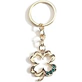 MUCOOS Sparkling Four Leaf Clover Keychain with Rhinestones Lucky Charm for Women Girls Perfect Good Luck Gifts