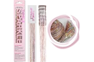 TWINKLE SPARKLE 6 Pcs Clip in Hair Tinsle Kit, 19.6 Inch Heat Resistant Glitter Tinsel Hair Extension Clips, Fairy Sparkle Strands Festival Gift Party Dazzle Hair Accessories for Women Girls Kids (GALAXY)
