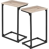 AMHANCIBLE C Shaped End Tables Set of 2, Couch Side Tables That Slide Under, TV Trays for Living Room, Bedroom, Small Space, 
