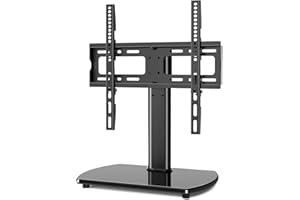 Rfiver Universal TV Stand, Tabletop TV Stand for 27-60 inch TVs with Height Adjustable, Swivel TV Stand with Mount for Bedroo