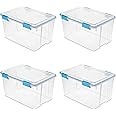 54 Quart Clear Plastic Stackable Storage Container Box Bin with Air Tight Gasket Seal Latching Lid Long Term Organizing Solut