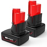 ARyee 2Pack 12V 6.0Ah for M12 Battery Replacement Compatible with Milwaukee Lithium-ion Battery 48-11-2401 48-11-2412 48-11-2