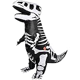 Silkfly Halloween Inflatable Dinosaur Costume Skeleton Tyrannosaurus Halloween Costume Blow Fancy Dress for Party Cosplay