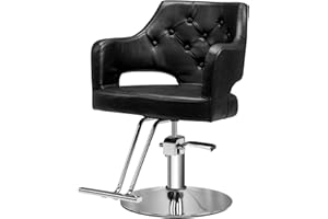 OmySalon Barber Chairs for Barbershop Black Styling Chair, Salon Chair for Hair Stylist, Heavy Duty Hydraulic Pump, 360°Swivel with Footrest, Hairdressing Home Beauty Spa Equipment