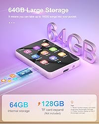 64GB MP3 Player with Bluetooth 5.3, Portable