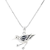Jewelry Trends Sterling Silver Ocean Sea Bird Pendant with Blue Enamel on 18 Inch Box Chain Necklace