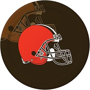 Creative Converting Officially Licensed NFL Dinner Paper Plates, 96-Count, Cleveland Browns
