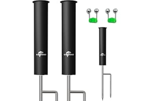 CASVEXO 2/4 Pack Upgraded Fishing Pole Holder, Aluminum Fishing Rod Holder for Ground, Rod Holders for Bank Fishing, Free Ala