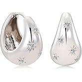 Milan Chiva Gold Chunky Hoop Earrings for Women Statement 14K Plated Thick Huggie Trendy Jewelry