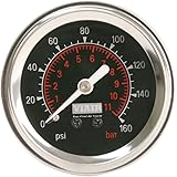 Viair 90088 Black Face 2" 160 PSI Illuminated Single Needle Gauge