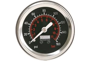 Viair 90088 Black Face 2" 160 PSI Illuminated Single Needle Gauge