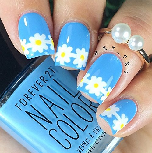 Original Daisy Flower Nail Vinyls By Twinkled T - 1 Sheet of 45 Daisy Vinyls