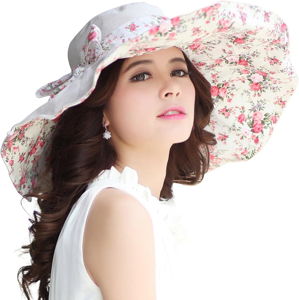 RIONA Womens Summer Straw Sun Visor Beach Straw Sun Hats Wide Brim UPF 50+