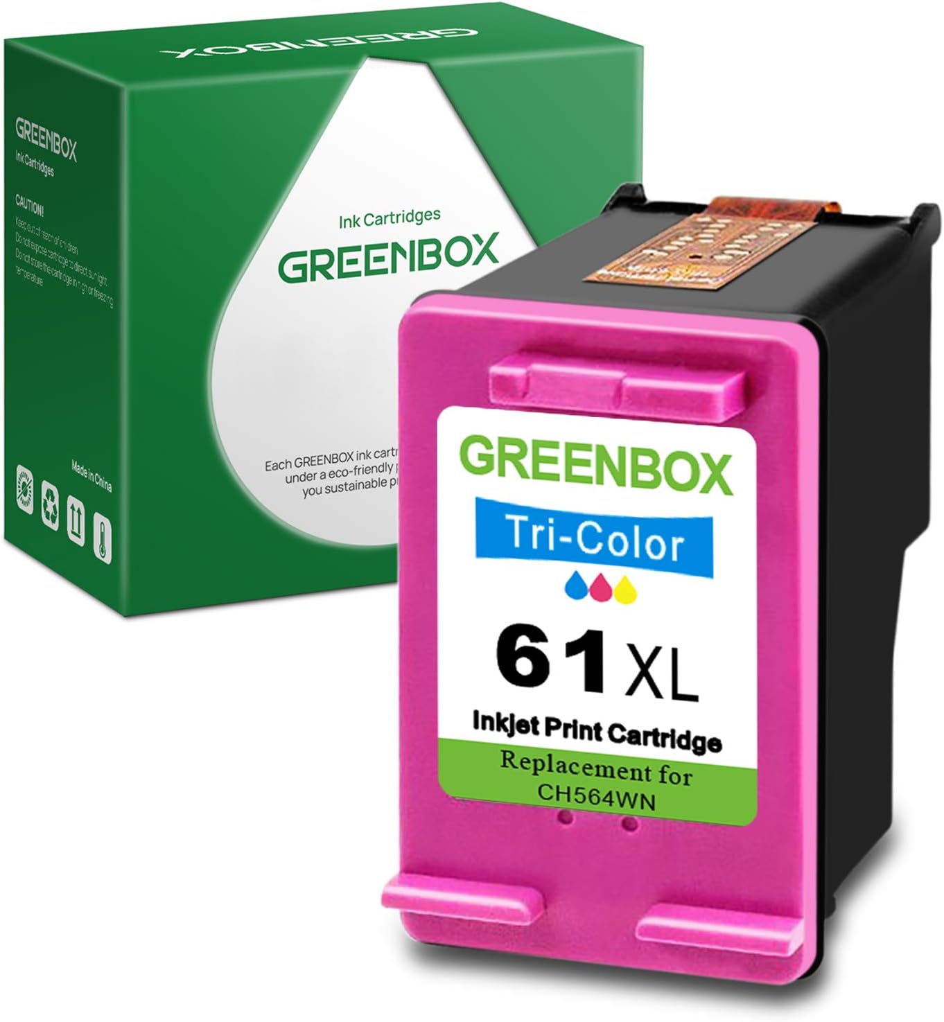 GREENBOX Remanufactured Ink Cartridge Replacement for HP 61XL 61 XL for HP Envy 4500 5530 5534 5535, Deskjet 2540 1000 1010 1512 1510 3050, Officejet 4630 2620 4635 Printer (1 Tri-Color)