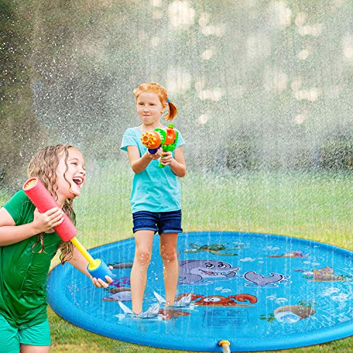 IAMGlobal 67" Sprinkle and Splash Play Mat, Inflatable Splash Pad, Sprinkler Pad, Outdoor Water Toys for Adults and Kids for Beach Garden (67 Inch)
