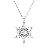 EVER FAITH Gorgeous Holiday Accessories Chic White Cubic Zirconia Winter Frozen Flower Snowflake Pendant Necklace Christmas Jewelry Gifts for Women