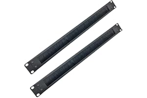 Jingchengmei 2 Pack-1U Disassembled Rack Mount Cable Management Panel with Brush for Cable Entry for 19-Inch Rack or Cabinet Black (BF01UAB2PC)
