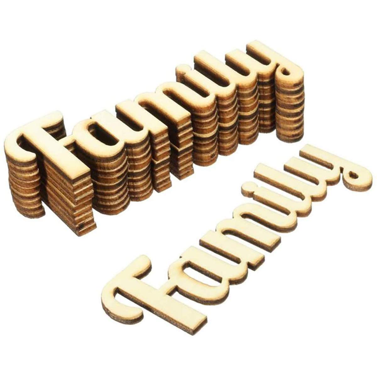 POFET 10pcs Family Wooden Letter Scrapbooking Decoration Embellishments Craft DIY,Unfinished Family Wood Words Ornaments
