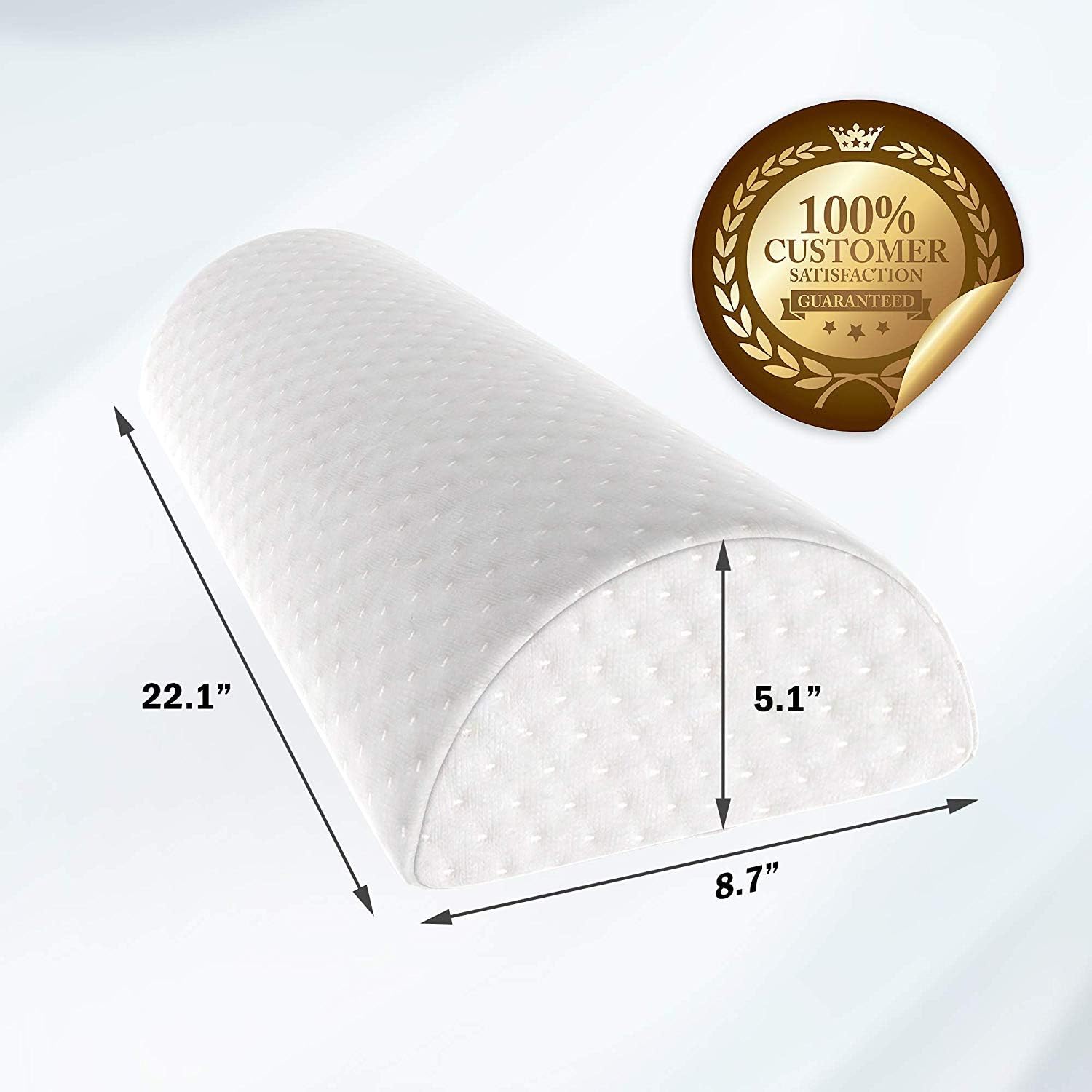 Half Moon Bolster Pillow - Knee Pillow for Back Pain Relief - Best Support for Sleeping on Side, Stomach or Back - 100% Memory Foam Semi Roll Leg Pillow with Washable Cover (XL, White): Home & Kitchen