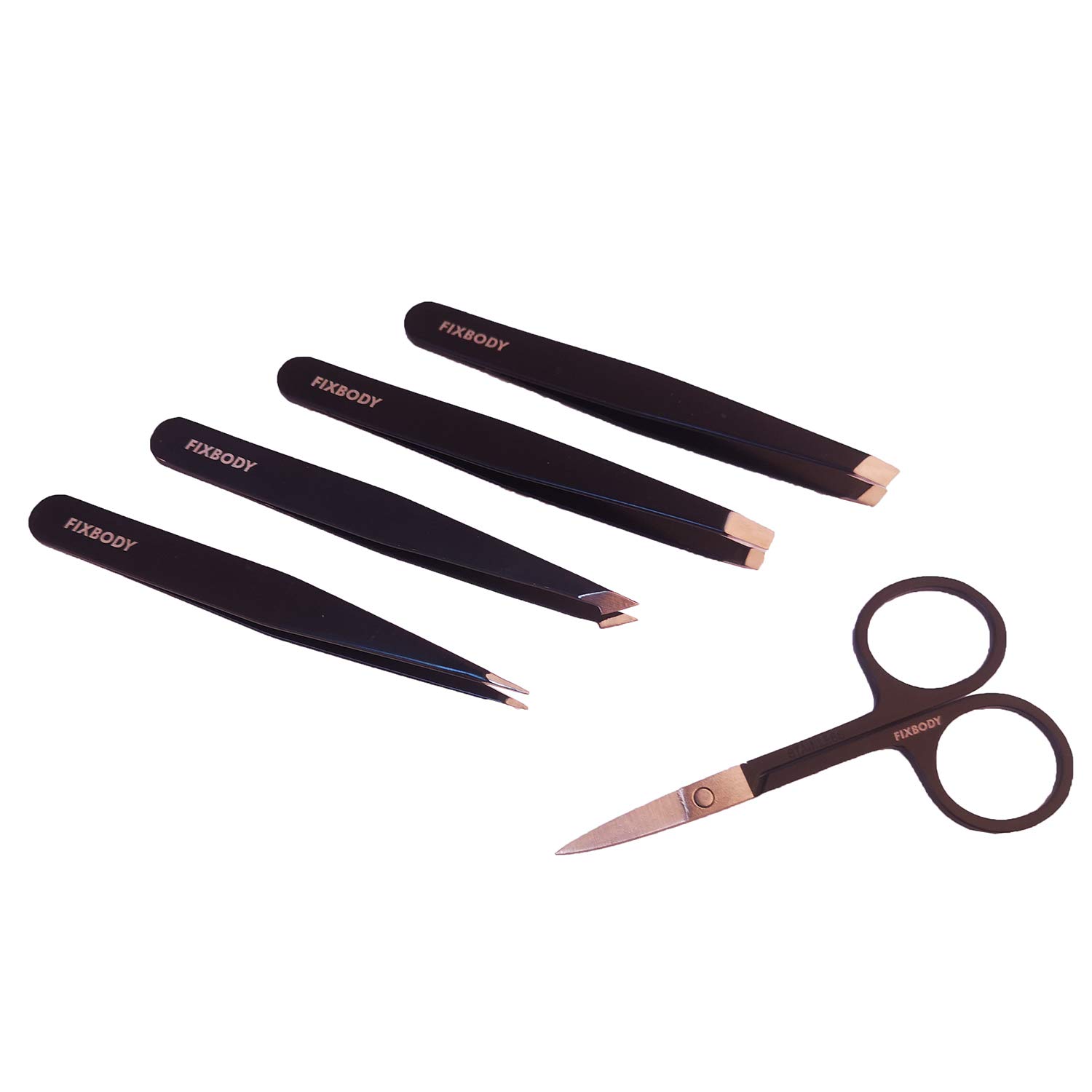 FIXBODY Tweezers Set 5Piece Professional Stainless Steel