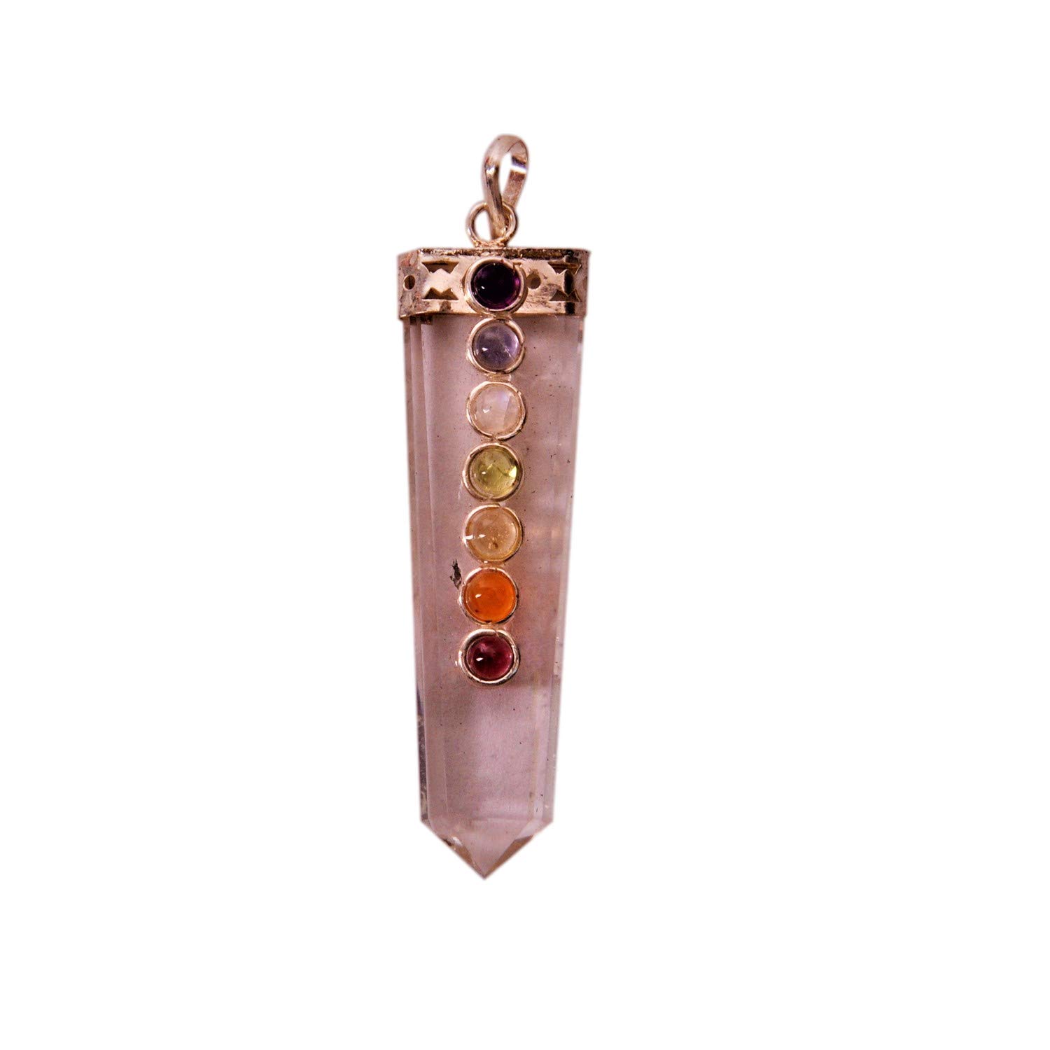 Purpledip Crystal Seven Chakra Gemstone Pendant: Good Luck Charm (11354)