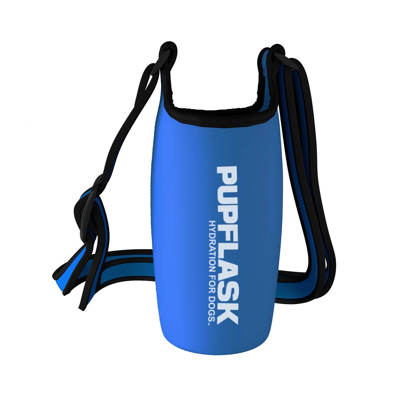 Photo 1 of Tuff Pupper PupFlask Insulated Neoprene Dog Water Bottle Holder Sling with Wide Adjustable Shoulder Strap, Great for Travel, Walking, Hiking, Portable Pet Water Bottle Holder (27 OZ, Nebulas Blue)