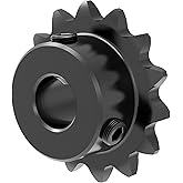 FOCMKEAS 15 Tooth Roller Chain Sprocket B Type Hardened Teeth, 25 Chain Sigle Strand 1/4-Inch Pitch, 10mm Bore Black Oxide C45 Carbon Steel with Fasten Screws for 04C Chain