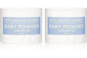 ORA'S AMAZING HERBAL Talc Free Baby Powder, Cornstarch Free Baby Powder, Unscented Fragrance Free Powder, Arrowroot Baby Powder, Talc-Free Baby Powder, Ora’s Amazing Herbal (Unscented 0.5 Oz (2 Pack))