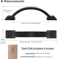 homdiy 25 Pack 3 Inch Cabinet Handles Black Cabinet