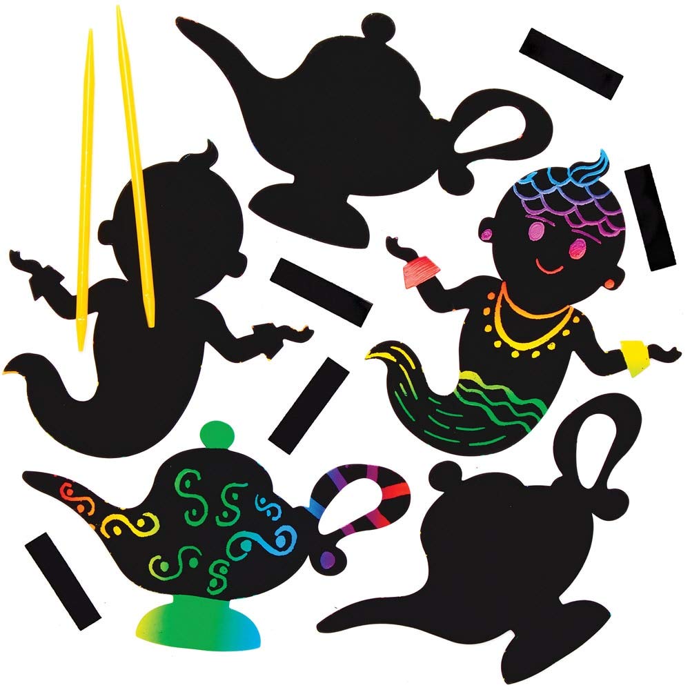 Baker Ross AT700 Genie Scratch Art Magnets - Pack of 10, For Kids Arts and Crafts Projects