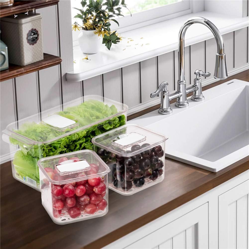 SANNO Fridge Food Storage Containers Produce Saver FreshWorks Produce - Stackable Refrigerator Kitchen Organizer Keeper- Set of 3 - Image 3